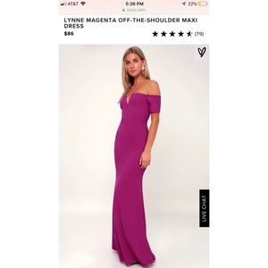 Lulus LYNNE MAGENTA OFF-THE-SHOULDER MAXI DRESS